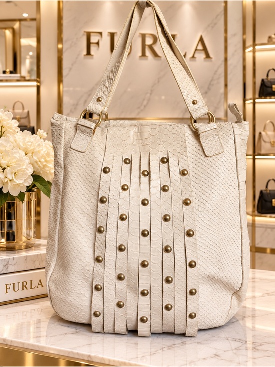Furla Handbags - Furla Unique Rare Vintage Python Leather Tote Bag
